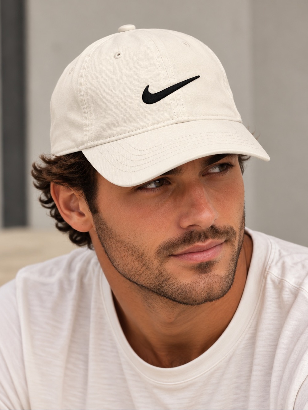 Nike White Black Swoosh Performance Baseball Cap